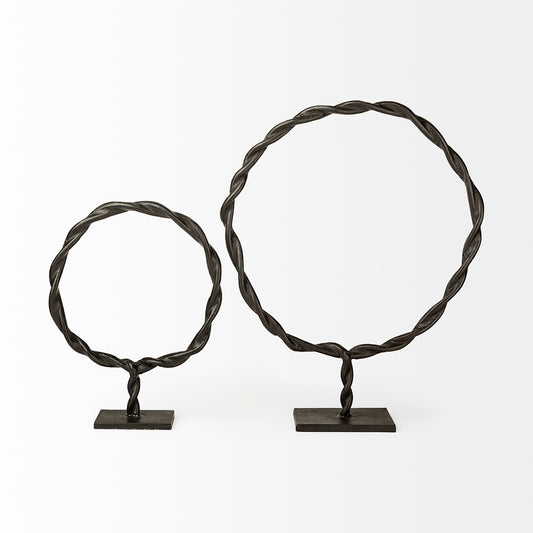 Mercana - Rizwan Small Black Aluminum Braided Circular Object - 69079 view 2