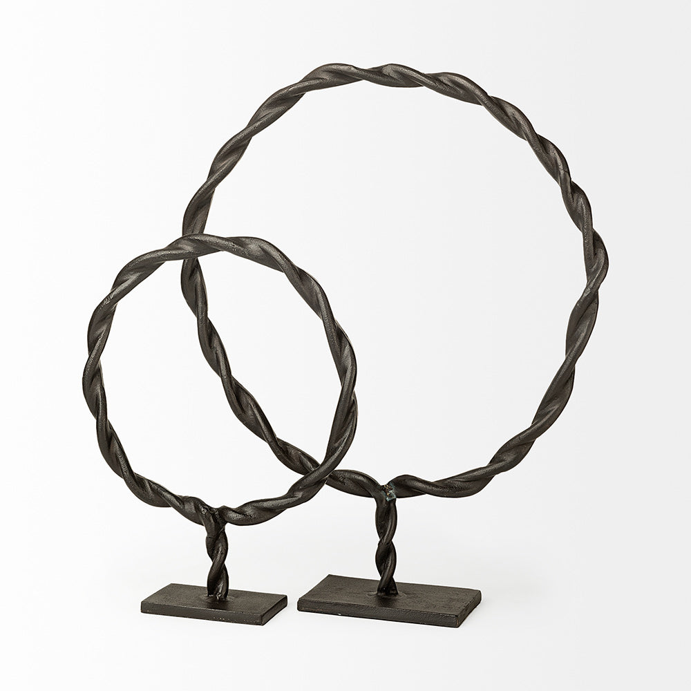 Mercana - Rizwan Small Black Aluminum Braided Circular Object - 69079 view 3