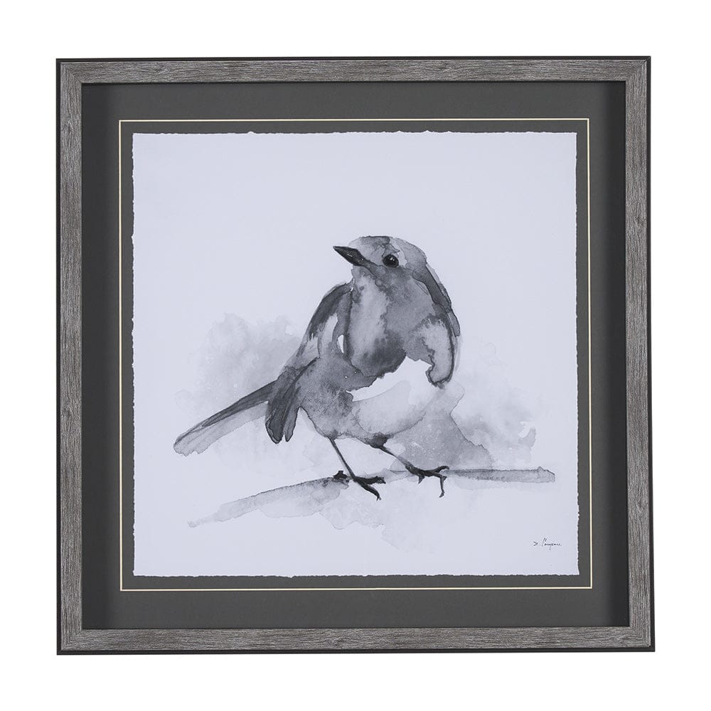 Mercana - Robin BW I by Mercana Studio a Hand Embellished Textured Framed Art Print Matted under Glass - 14209 view 1
