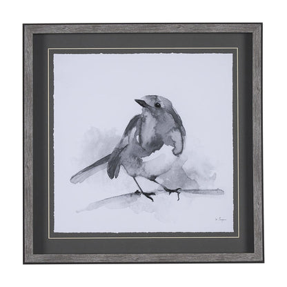 Mercana - Robin BW I by Mercana Studio a Hand Embellished Textured Framed Art Print Matted under Glass - 14209 view 1