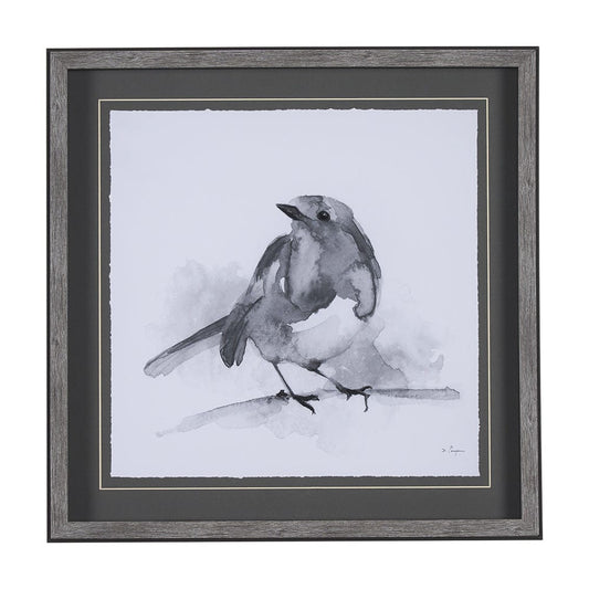 Mercana - Robin BW I by Mercana Studio a Hand Embellished Textured Framed Art Print Matted under Glass - 14209 view 1