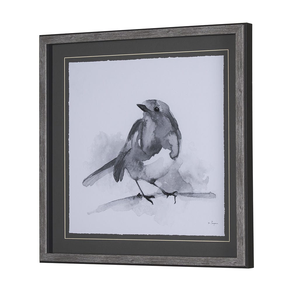 Mercana - Robin BW I by Mercana Studio a Hand Embellished Textured Framed Art Print Matted under Glass - 14209 view 2