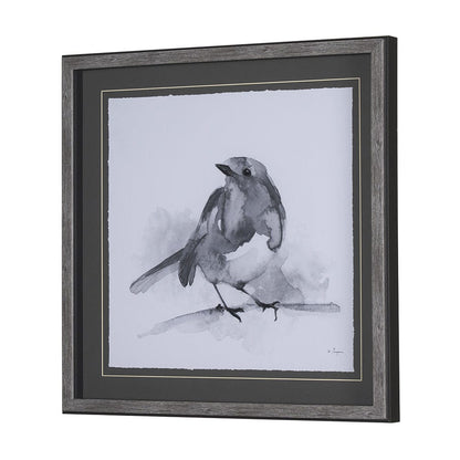 Mercana - Robin BW I by Mercana Studio a Hand Embellished Textured Framed Art Print Matted under Glass - 14209 view 2