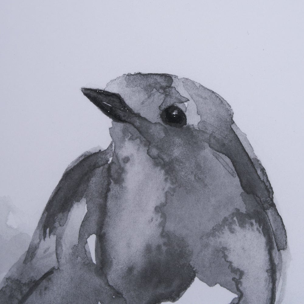 Mercana - Robin BW I by Mercana Studio a Hand Embellished Textured Framed Art Print Matted under Glass - 14209 view 7