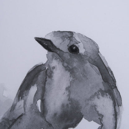 Mercana - Robin BW I by Mercana Studio a Hand Embellished Textured Framed Art Print Matted under Glass - 14209 view 7