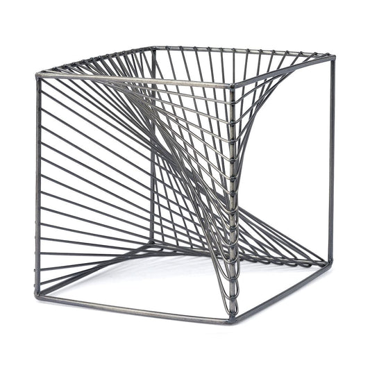 Mercana - Rochon 8L x 8W Gray Metal Decorative Cube - 68535_CLOSEOUT view 1