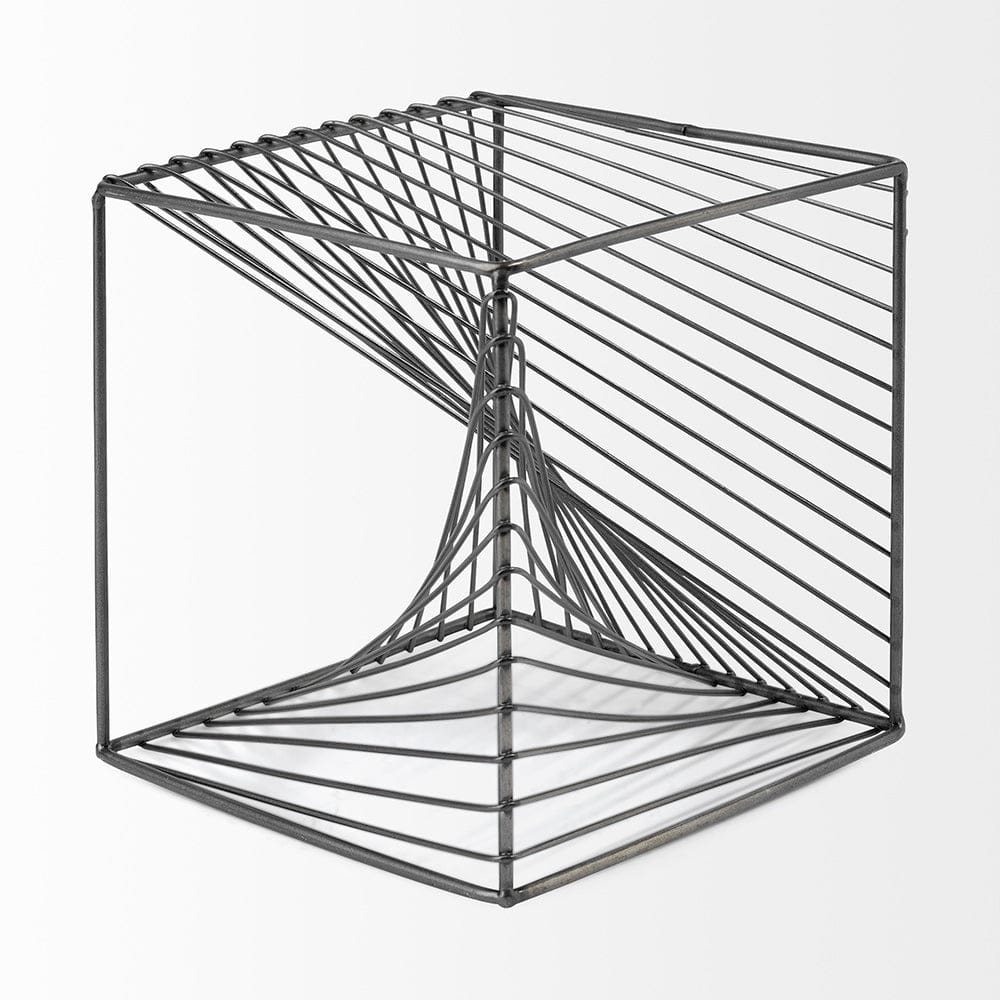 Mercana - Rochon 8L x 8W Gray Metal Decorative Cube - 68535_CLOSEOUT view 2