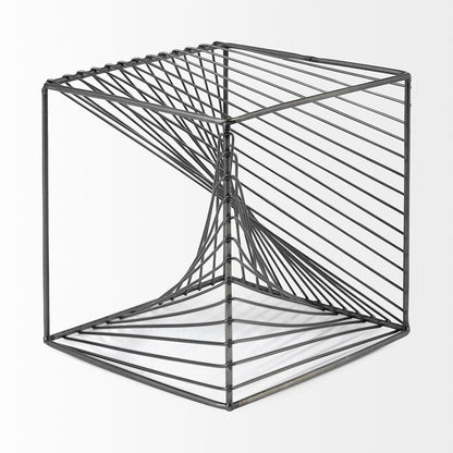 Mercana - Rochon 8L x 8W Gray Metal Decorative Cube - 68535_CLOSEOUT view 2