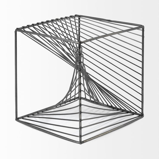 Mercana - Rochon 8L x 8W Gray Metal Decorative Cube - 68535_CLOSEOUT view 2