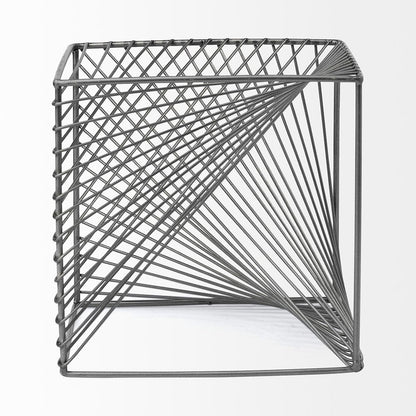 Mercana - Rochon 8L x 8W Gray Metal Decorative Cube - 68535_CLOSEOUT view 3