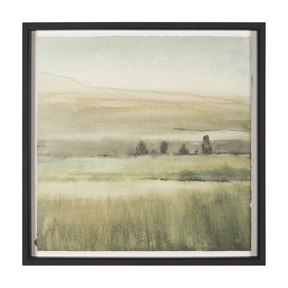 Mercana - Rolling Fields I Hand Embellished Black Framed Watercolor Art Print on Paper Mounted with Backing - 15503 view 1