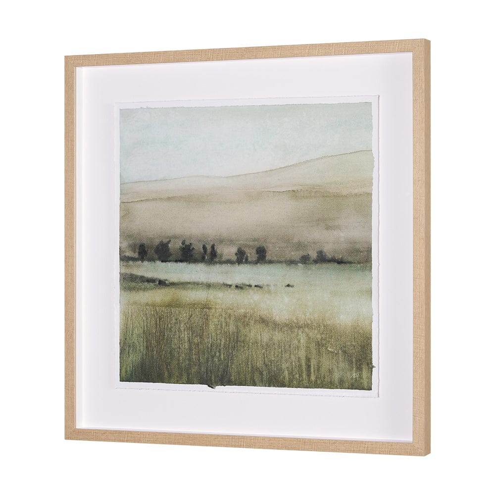 Mercana - Rolling Fields I Hand Embellished Brown Framed Watercolor Art Print on Paper Mounted with Backing - 15515 view 2