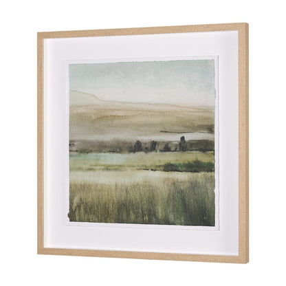 Mercana - Rolling Fields II Hand Embellished Brown Framed Watercolor Art Print on Paper Mounted with Backing - 15516 view 2