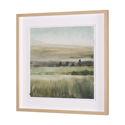 Mercana - Rolling Fields II Hand Embellished Brown Framed Watercolor Art Print on Paper Mounted with Backing - 15516 view 2