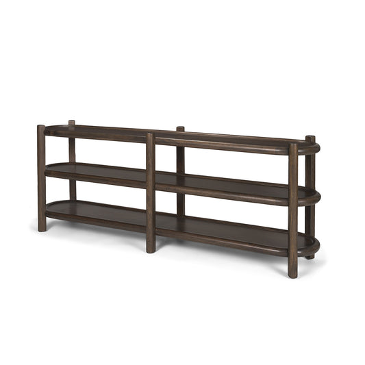 Mercana - Romi Dark Brown Wood w/ 3 Shelves Oval Console Table - 70640 view 1