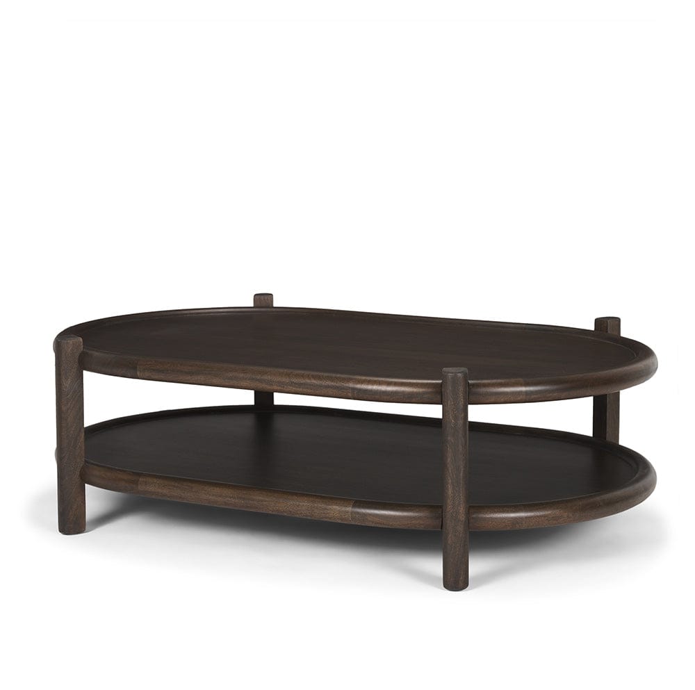 Mercana - Romi Dark Brown Wood w/ Bottom Shelf Oval Coffee Table - 70639 view 1