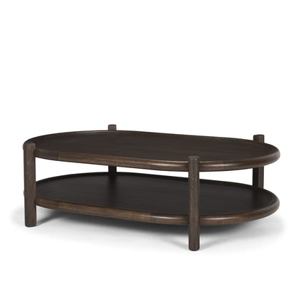Mercana - Romi Dark Brown Wood w/ Bottom Shelf Oval Coffee Table - 70639 view 1