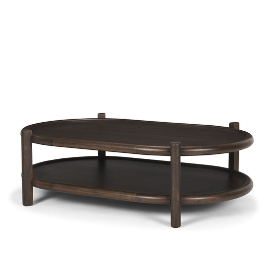 Mercana - Romi Dark Brown Wood w/ Bottom Shelf Oval Coffee Table - 70639 view 1
