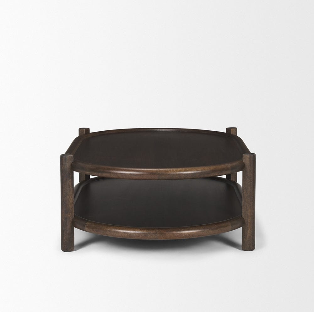 Mercana - Romi Dark Brown Wood w/ Bottom Shelf Oval Coffee Table - 70639 view 3