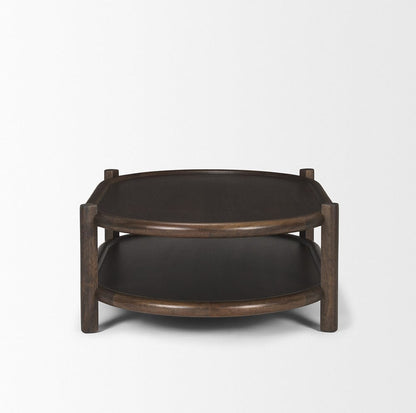 Mercana - Romi Dark Brown Wood w/ Bottom Shelf Oval Coffee Table - 70639 view 3