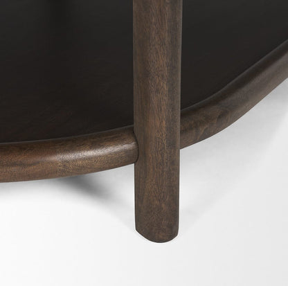 Mercana - Romi Dark Brown Wood w/ Bottom Shelf Oval Coffee Table - 70639 view 7