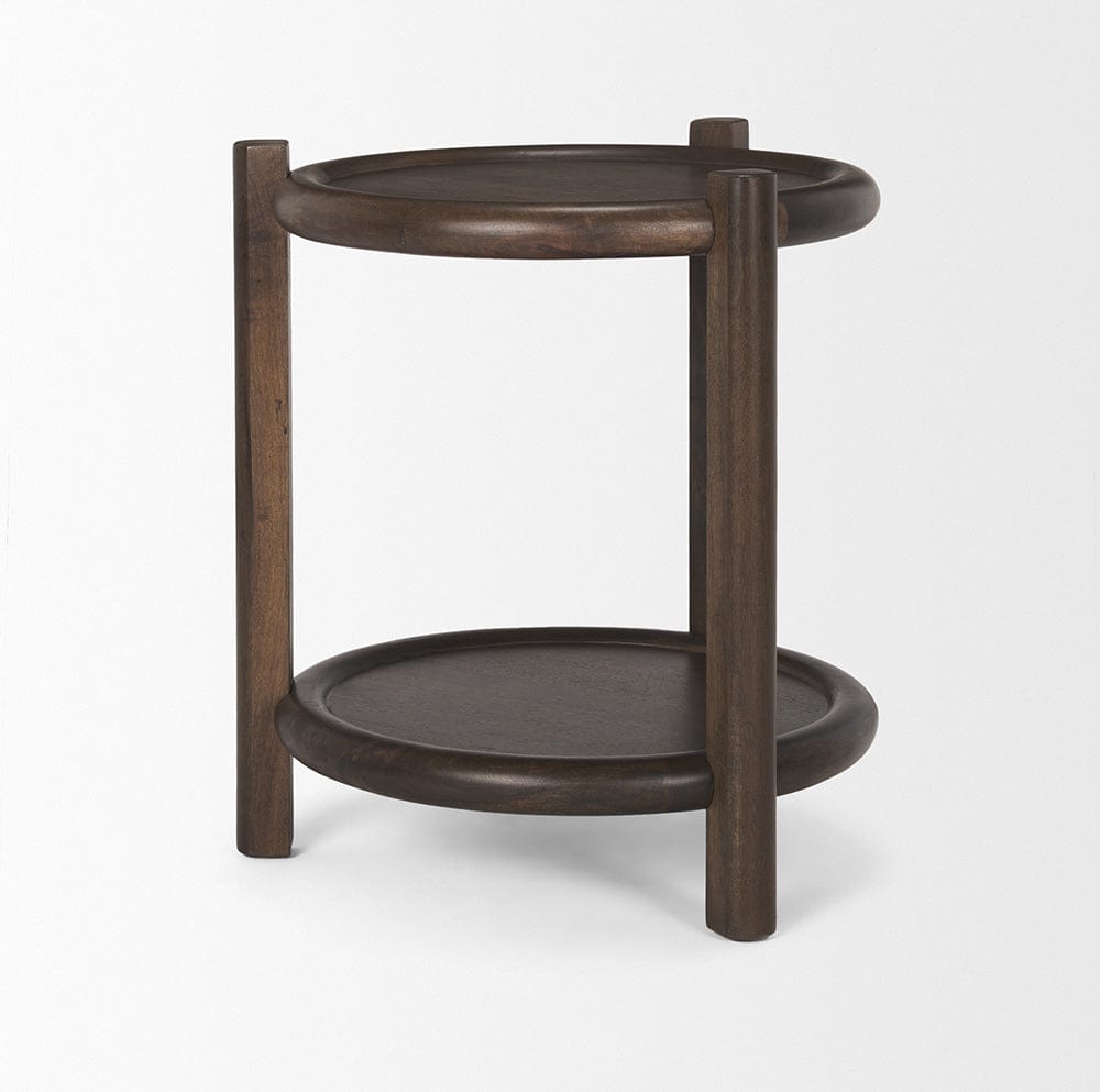 Mercana - Romi Dark Brown Wood w/ Bottom Shelf Round Accent Table - 70638 view 2