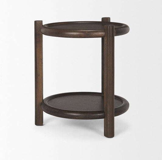 Mercana - Romi Dark Brown Wood w/ Bottom Shelf Round Accent Table - 70638 view 2