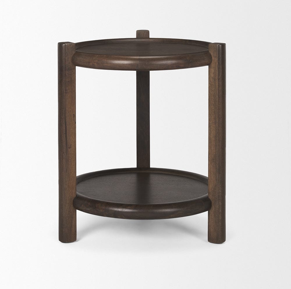 Mercana - Romi Dark Brown Wood w/ Bottom Shelf Round Accent Table - 70638 view 3