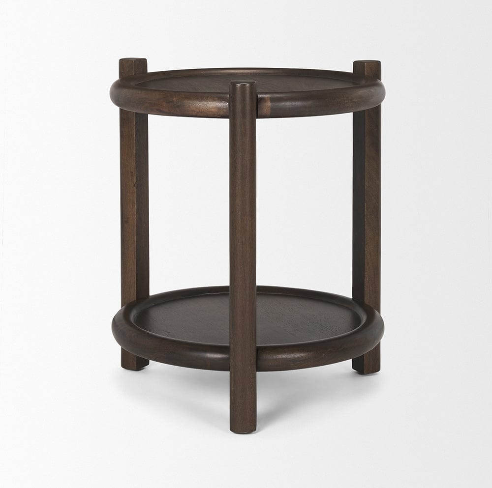 Mercana - Romi Dark Brown Wood w/ Bottom Shelf Round Accent Table - 70638 view 4