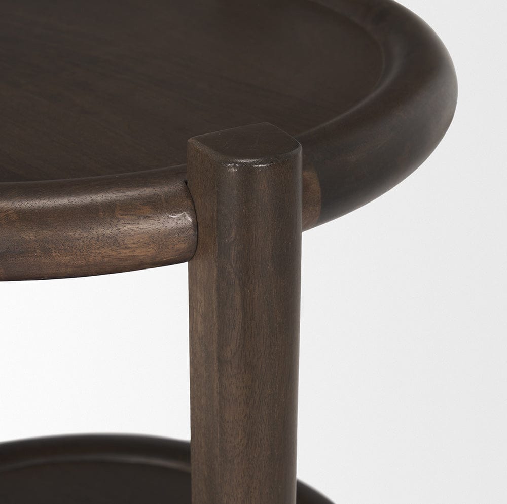 Mercana - Romi Dark Brown Wood w/ Bottom Shelf Round Accent Table - 70638 view 6