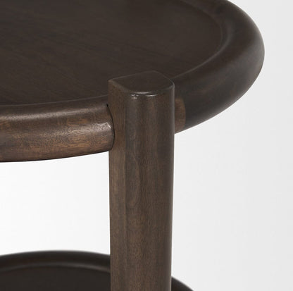 Mercana - Romi Dark Brown Wood w/ Bottom Shelf Round Accent Table - 70638 view 6