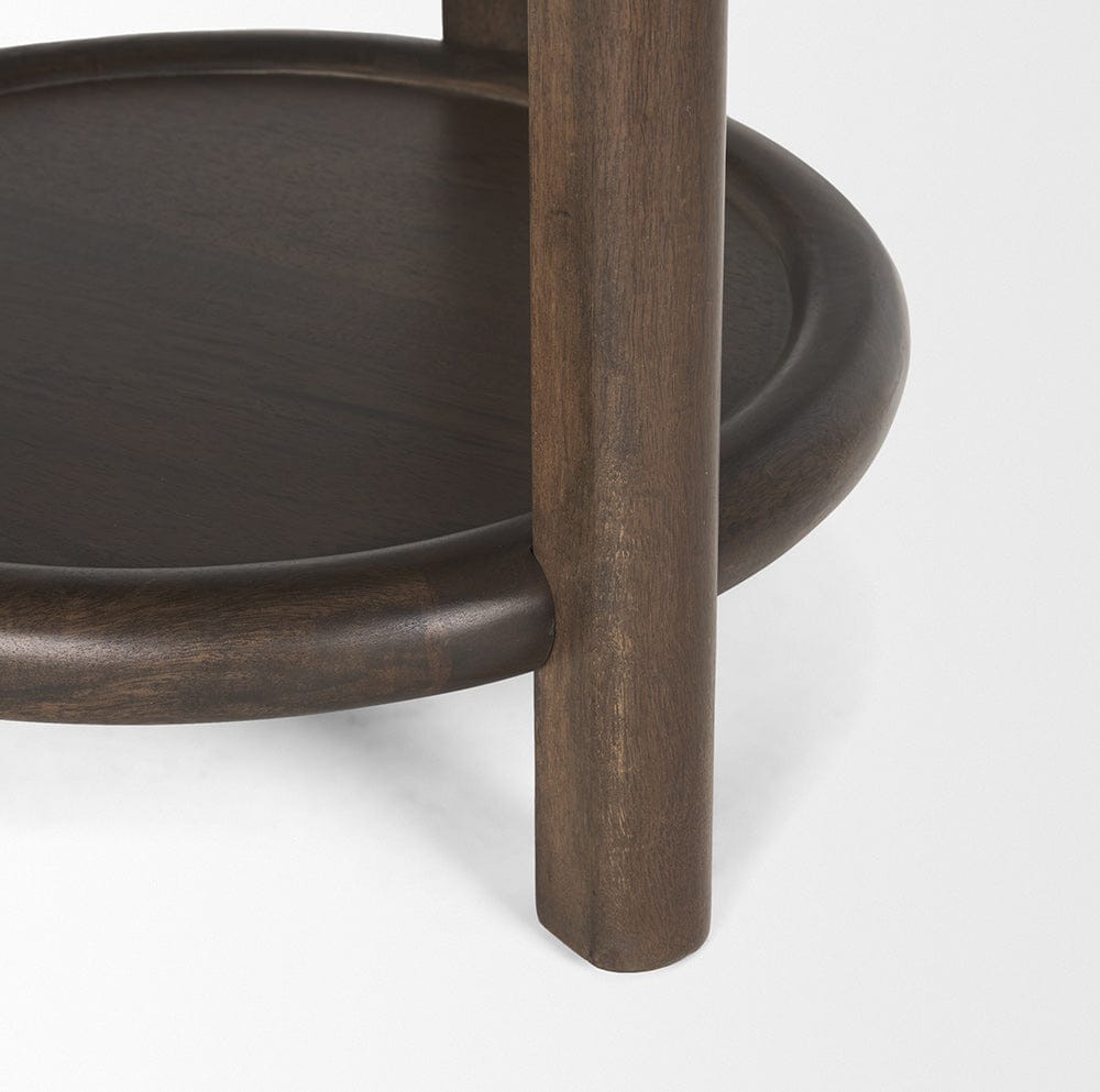 Mercana - Romi Dark Brown Wood w/ Bottom Shelf Round Accent Table - 70638 view 7