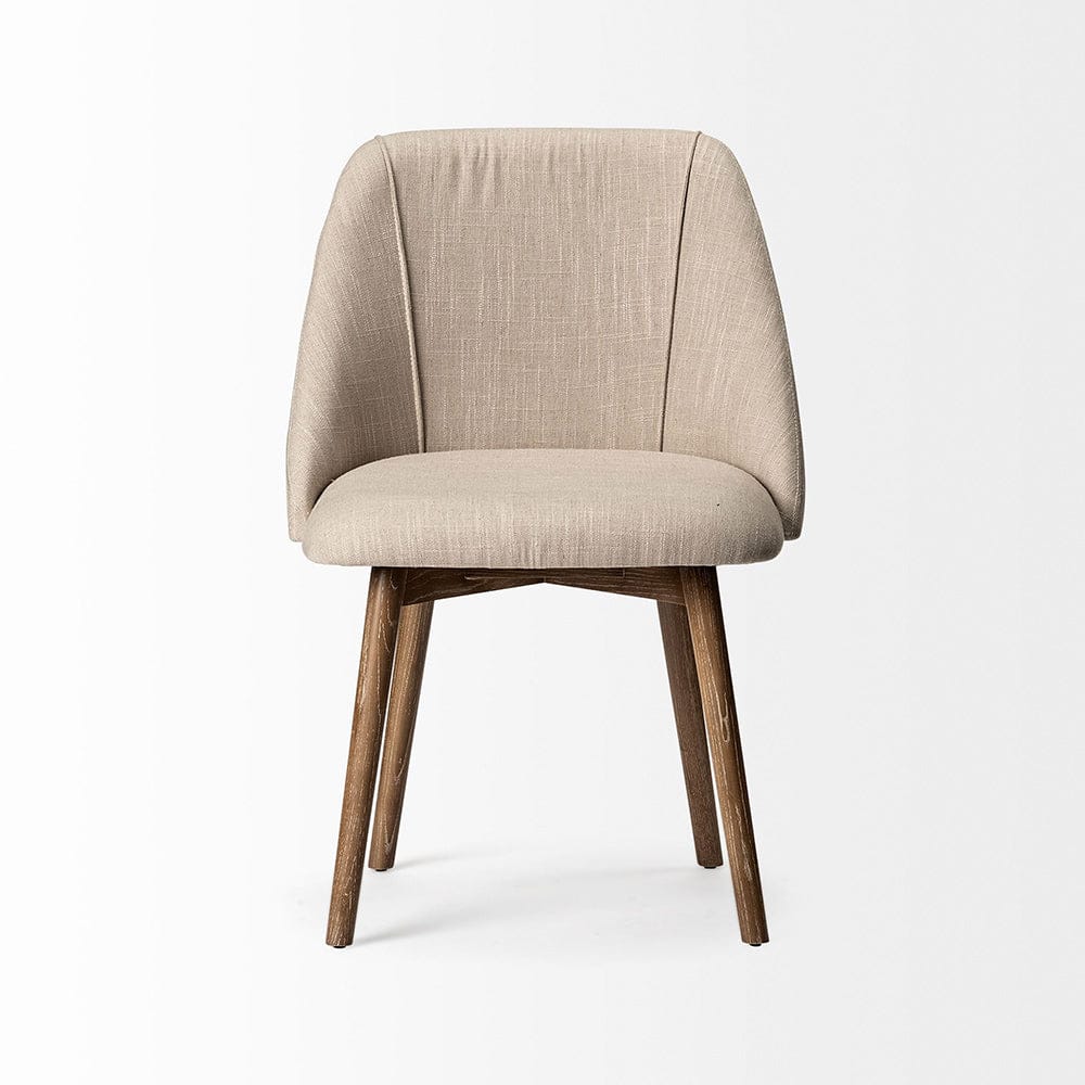 Mercana - Ronald I Cream Fabric Wrap Brown Wooden Base Dining Chair (Set of 2) - 68321 view 3