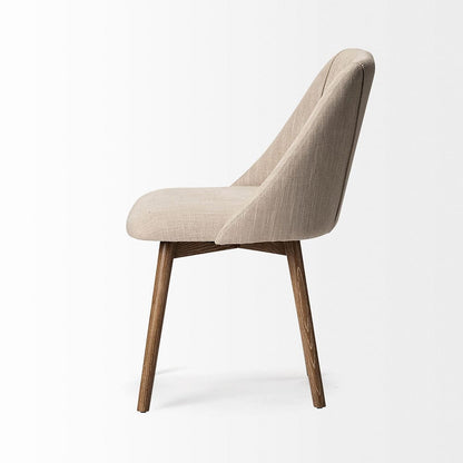 Mercana - Ronald I Cream Fabric Wrap Brown Wooden Base Dining Chair (Set of 2) - 68321 view 4