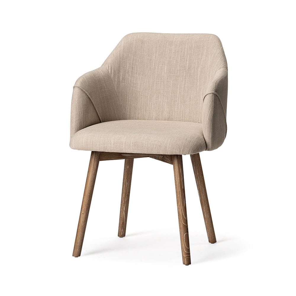 Mercana - Ronald II Cream Fabric Wrap Brown Wooden Base Dining Chair - 68319 view 1