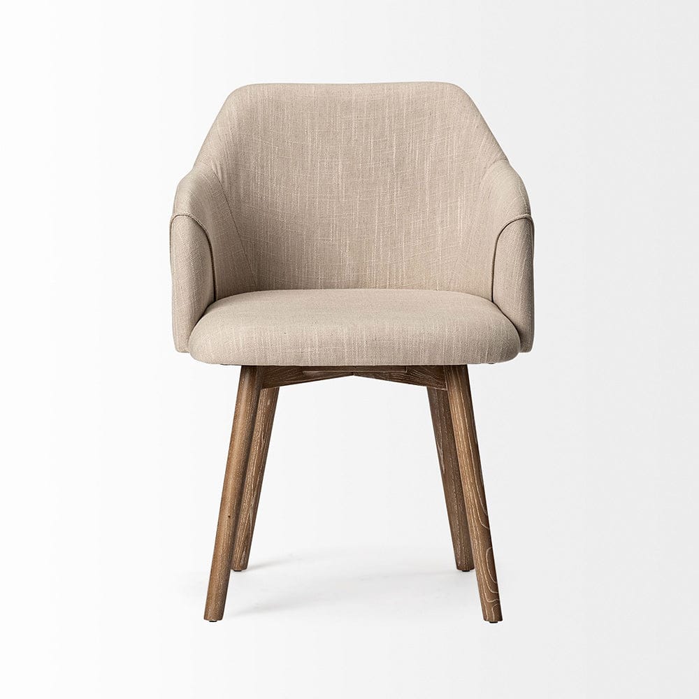 Mercana - Ronald II Cream Fabric Wrap Brown Wooden Base Dining Chair - 68319 view 4