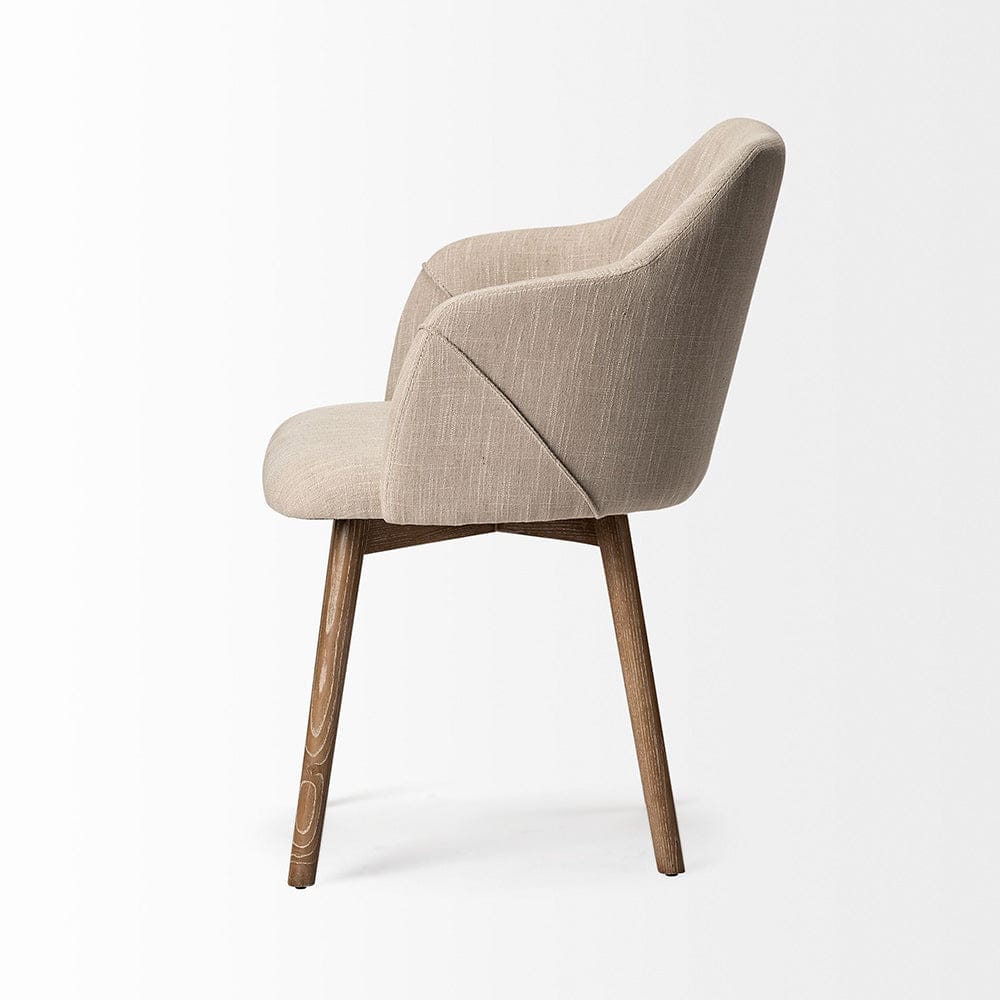 Mercana - Ronald II Cream Fabric Wrap Brown Wooden Base Dining Chair - 68319 view 5