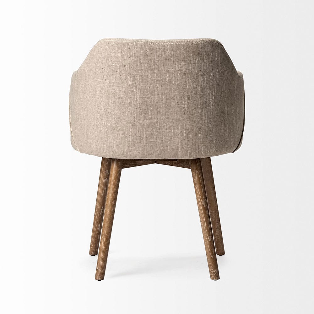 Mercana - Ronald II Cream Fabric Wrap Brown Wooden Base Dining Chair - 68319 view 6