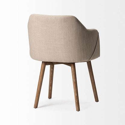 Mercana - Ronald II Cream Fabric Wrap Brown Wooden Base Dining Chair - 68319 view 7