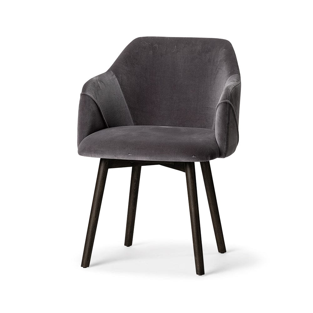 Mercana - Ronald II Grey Velvet Wrap Black Wooden Base Dining Chair - 68320 view 1