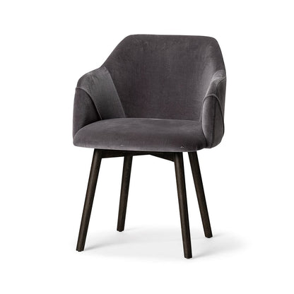 Mercana - Ronald II Grey Velvet Wrap Black Wooden Base Dining Chair - 68320 view 1