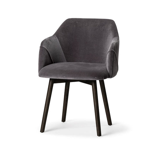 Mercana - Ronald II Grey Velvet Wrap Black Wooden Base Dining Chair - 68320 view 1