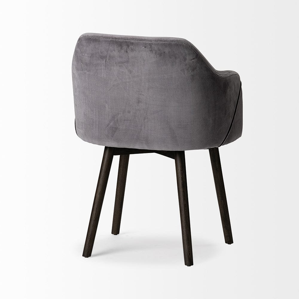 Mercana - Ronald II Grey Velvet Wrap Black Wooden Base Dining Chair - 68320 view 2