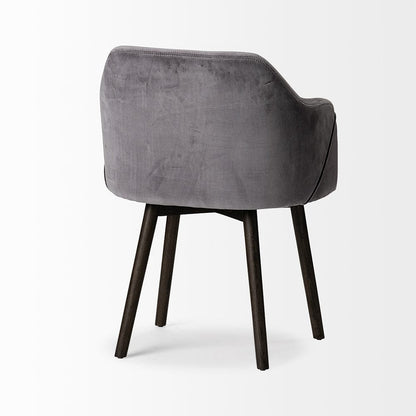 Mercana - Ronald II Grey Velvet Wrap Black Wooden Base Dining Chair - 68320 view 2