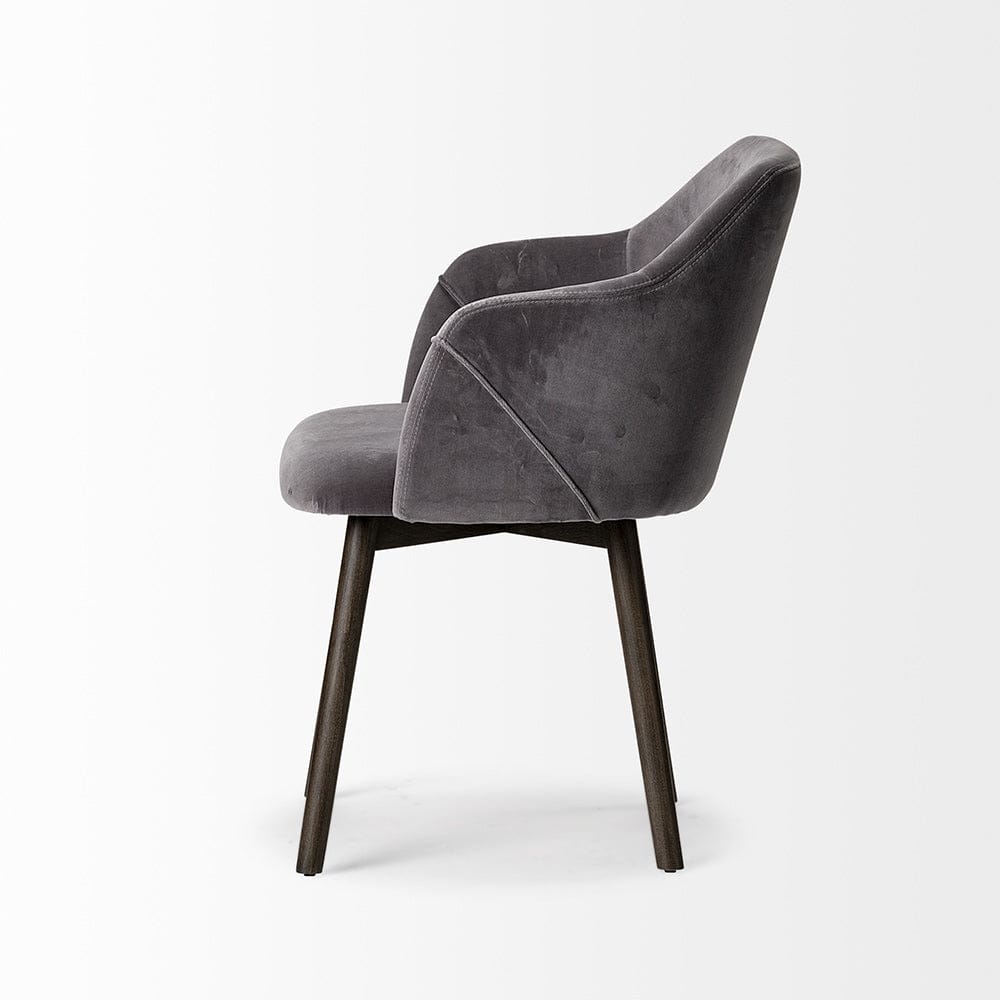 Mercana - Ronald II Grey Velvet Wrap Black Wooden Base Dining Chair - 68320 view 3