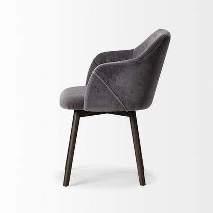 Mercana - Ronald II Grey Velvet Wrap Black Wooden Base Dining Chair - 68320 view 3