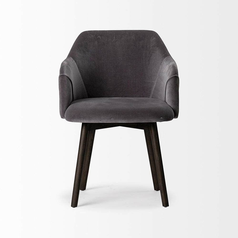 Mercana - Ronald II Grey Velvet Wrap Black Wooden Base Dining Chair - 68320 view 4