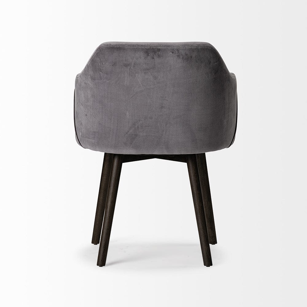 Mercana - Ronald II Grey Velvet Wrap Black Wooden Base Dining Chair - 68320 view 5