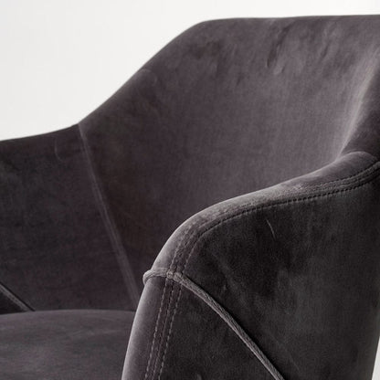 Mercana - Ronald II Grey Velvet Wrap Black Wooden Base Dining Chair - 68320 view 6
