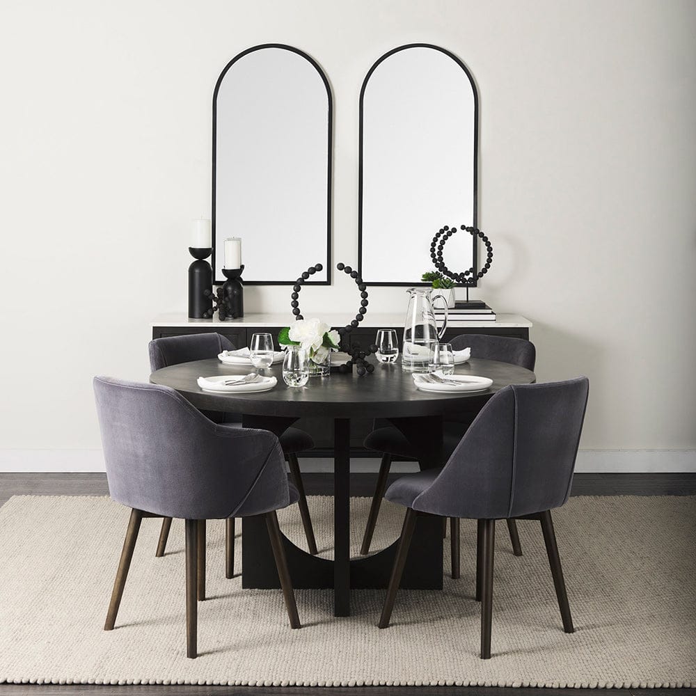 Mercana - Ronald II Grey Velvet Wrap Black Wooden Base Dining Chair - 68320 view 8